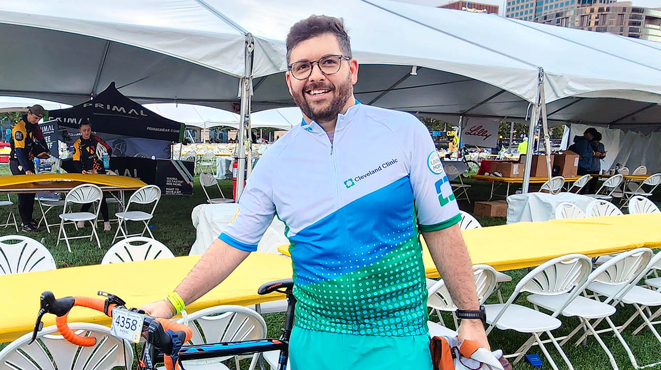 Andras at Cleveland Clinic's VeloSano Bike to Cure event in 2024.