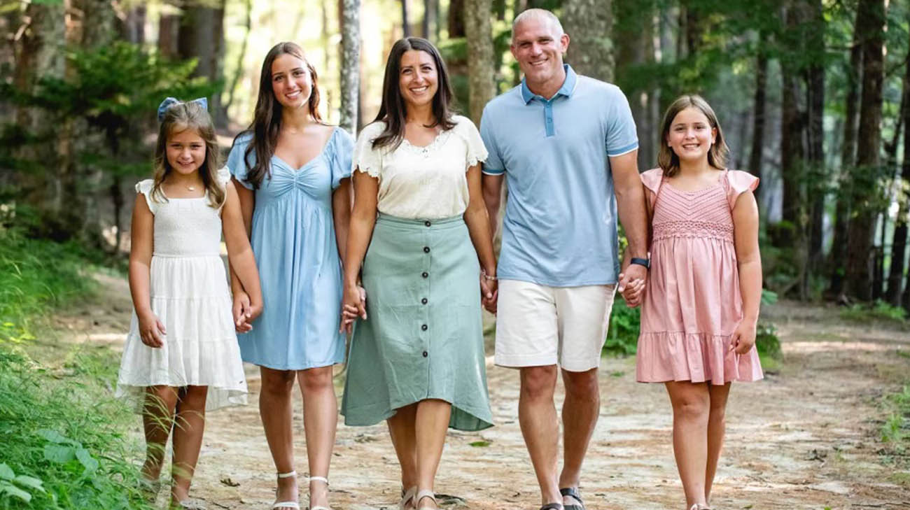Jennifer, her husband, Jeff, and their three daughters in Maine.