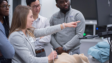 CCLCM students undergoing an ultrasound workshop