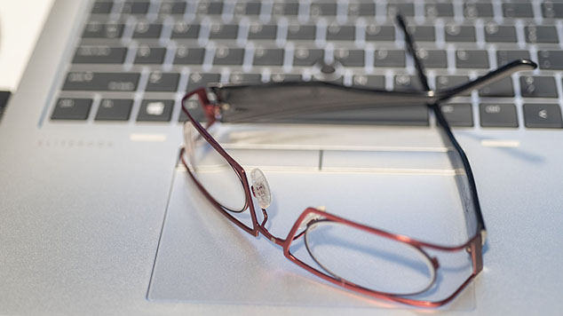 Glasses on a laptop